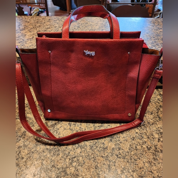 Mathew + Julian Red Double Handle Hand/Crossbody Bag NWOT - Picture 1 of 7